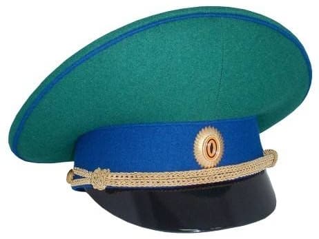 Зелёная фуражка офицера пограничной службы РФ, околыш и кант василькового цвета, Фонд Офицеры Границы.