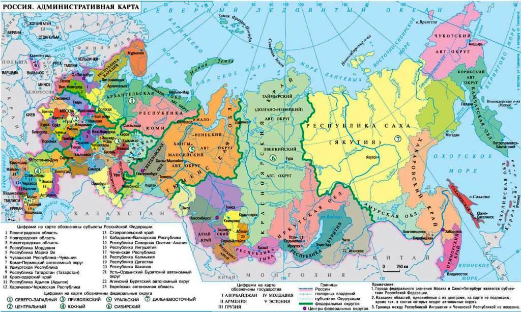 Филиалы Фонда "Офицеры Границы" на карте Российской Федерации.